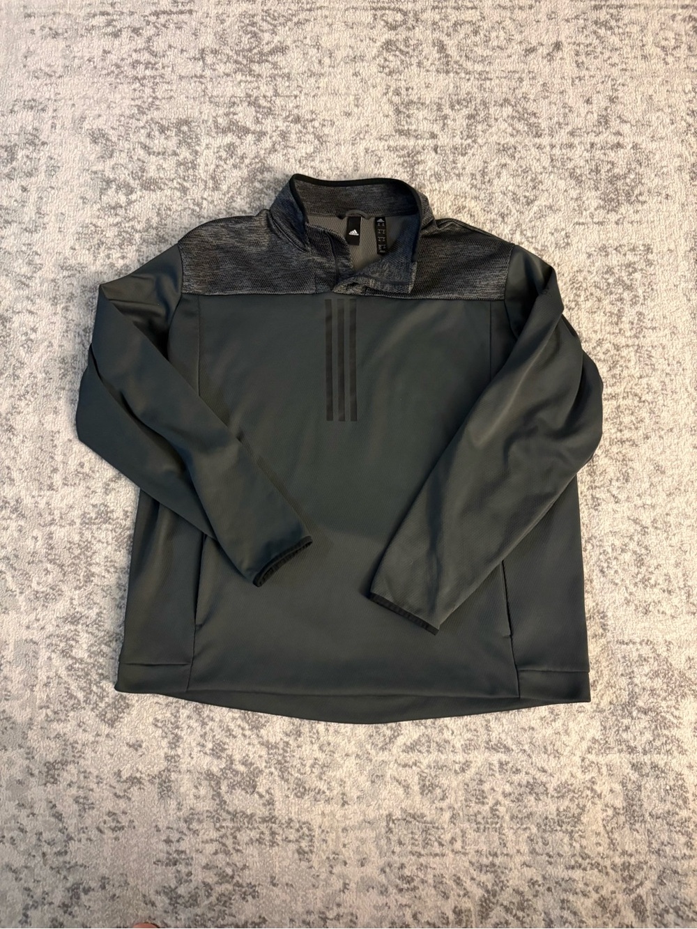 Mens 2XL Adidas Multi Grey 3 Stripes Quarter Zip